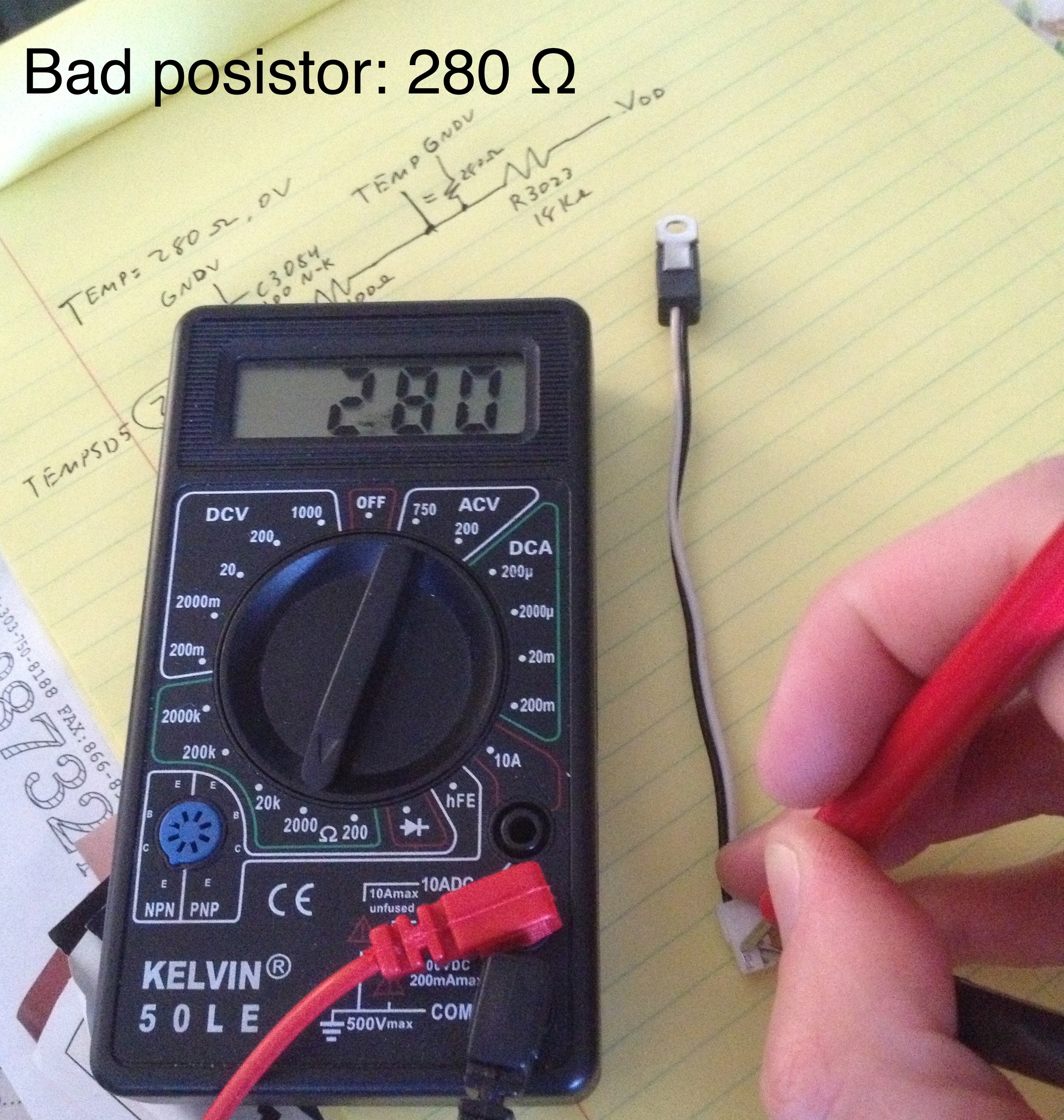 Bad posistor: 280 ohm