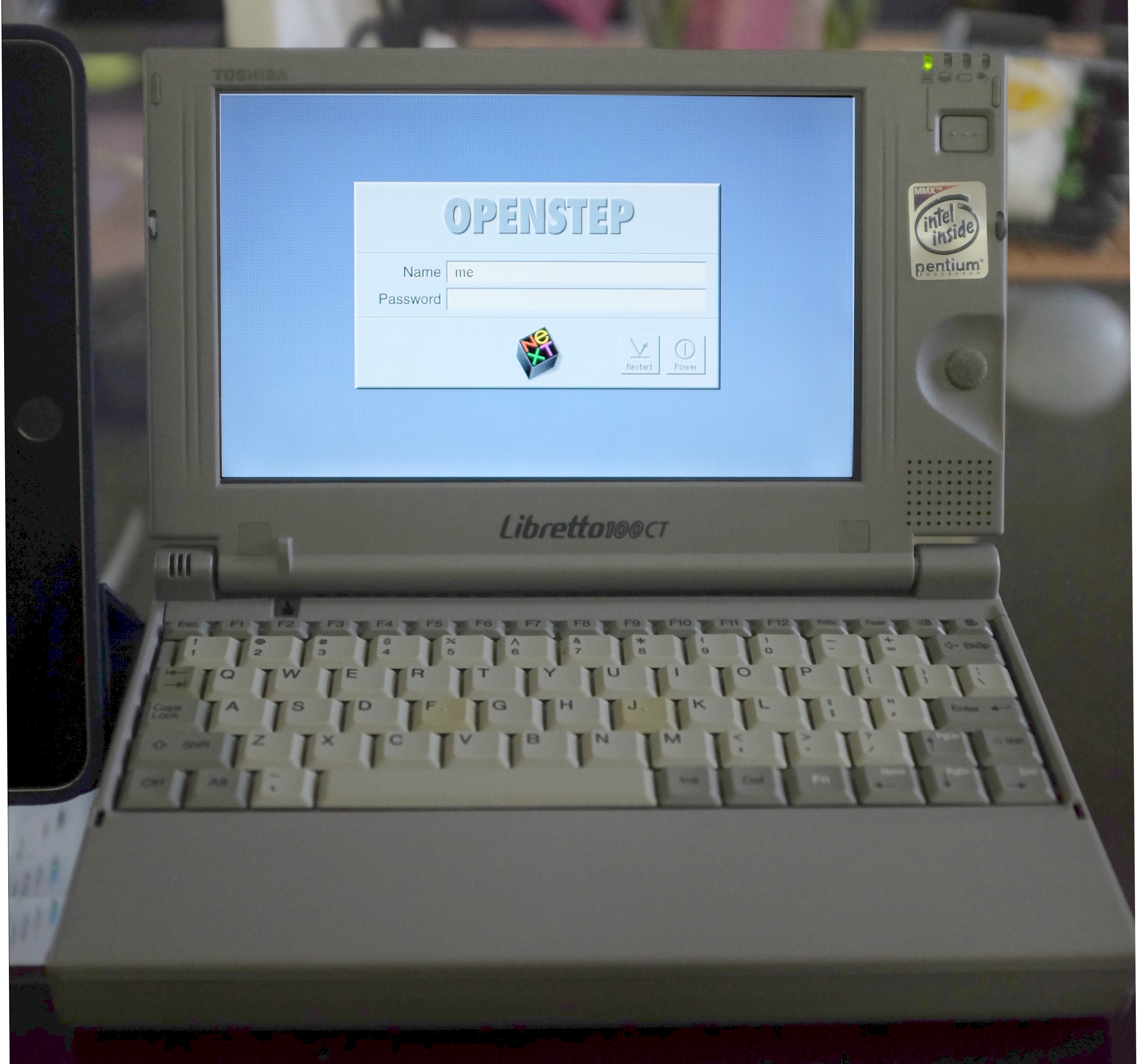 Libretto at OPENSTEP login screen