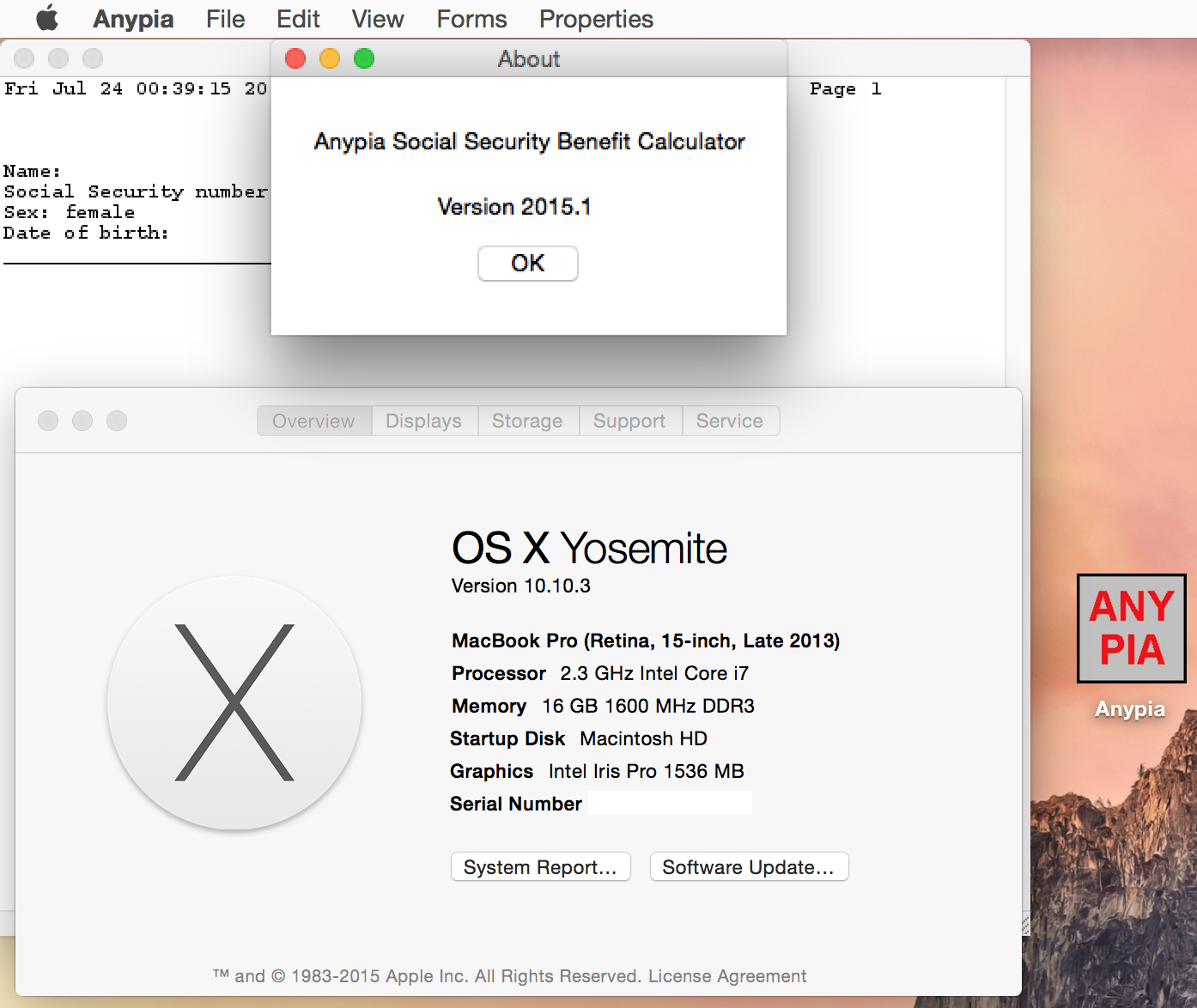 Detailed Calculator running on Yosemite